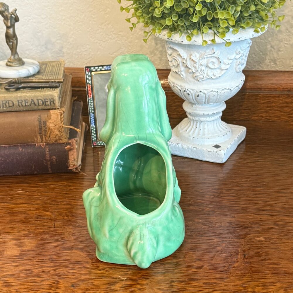 Vintage Shawnee Pottery Cocker Spaniel Planter in mint green - Picture 7 of 13